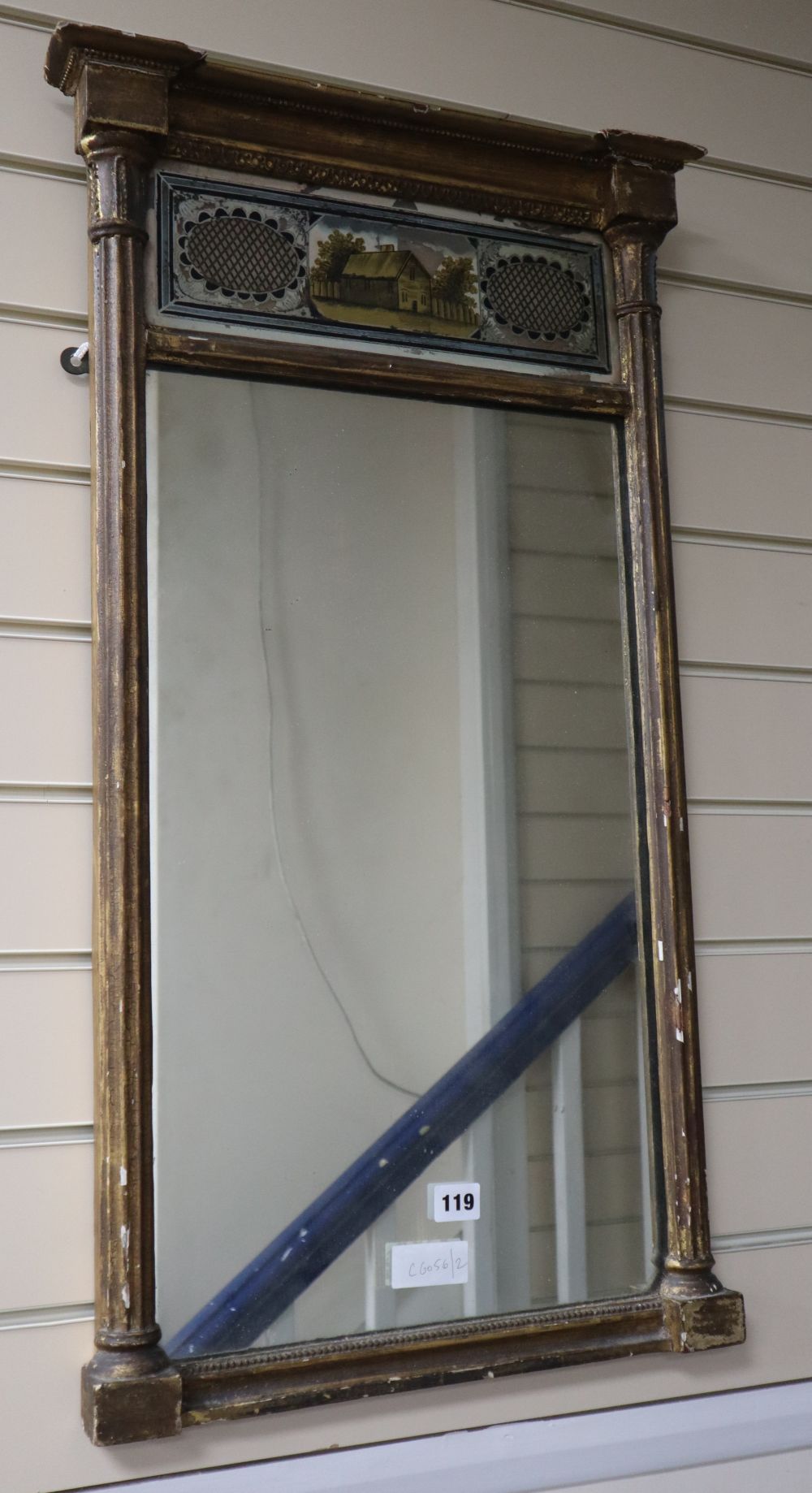 A Regency giltwood pier glass, W.42cm, H.81cm